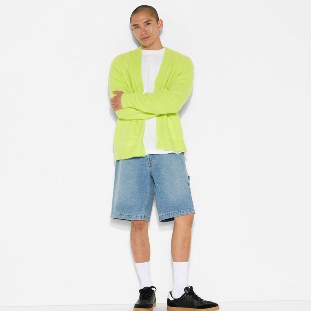 Men's Oversized Cardigan Sweater - Original Use Neon Green M